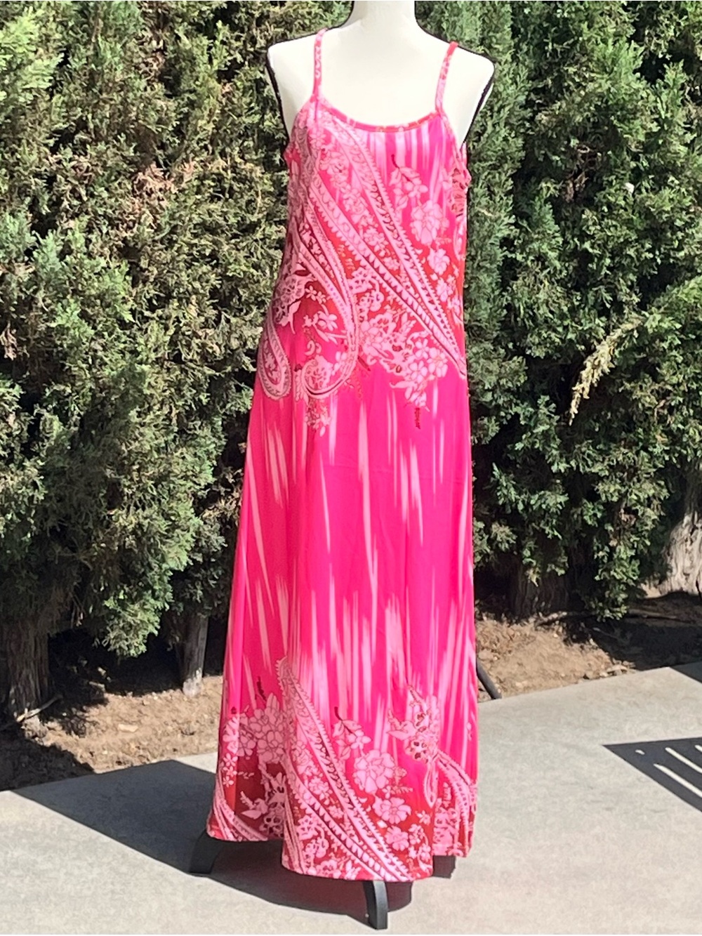 Pink Paisley Spaghetti Strap Maxi Dress